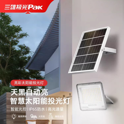 三雄极光 太阳能庭院灯户外照明led投光灯家用农村超亮天黑自动亮