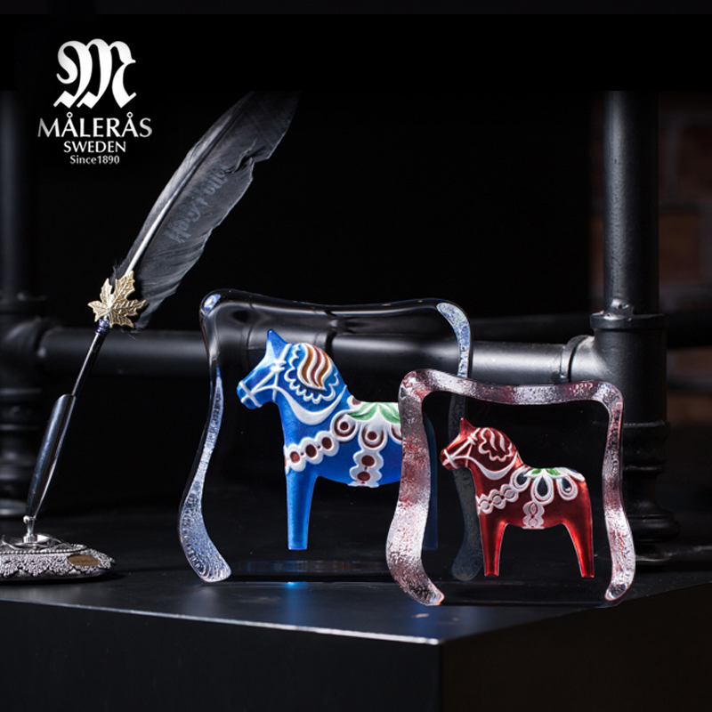 达拉木马瑞典水晶书房客厅摆件