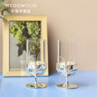 爱之结餐烛2只结婚礼 Wang王薇薇蝴蝶结烛台配蜡烛 Wedgwood Vera