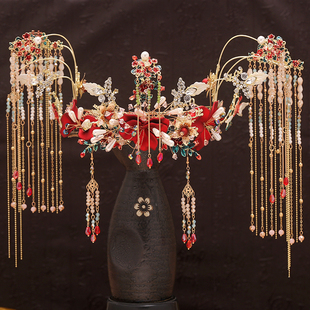 秀禾头饰中式大气新娘凤冠秀禾服发饰结婚奢华流苏步摇皇冠饰品女