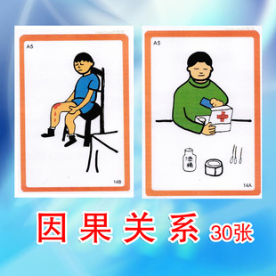 因果关系卡逻辑思维分析自闭症孤独症康复训练教具教材aba训练卡