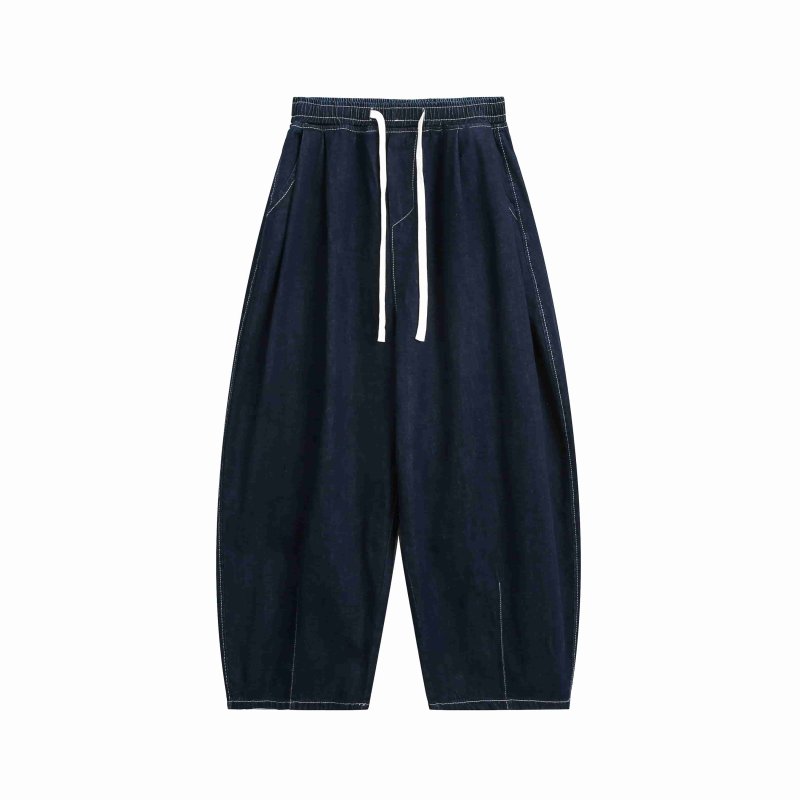 PASSIBURN 美式侧缝立体弯刀裤 前后喷马骝 水洗做旧廓形牛仔长裤