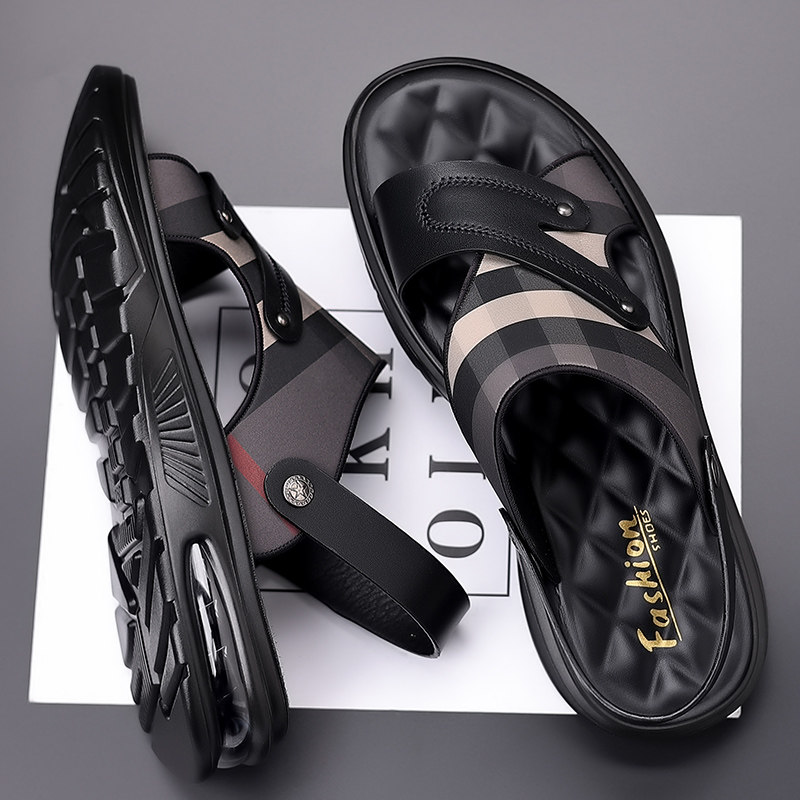 夏季男士凉鞋真皮软皮沙滩鞋防滑