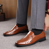 凉鞋 男士 真皮休闲镂空凉皮鞋 透气洞洞鞋 夏季 夏天中老年爸爸鞋 新款