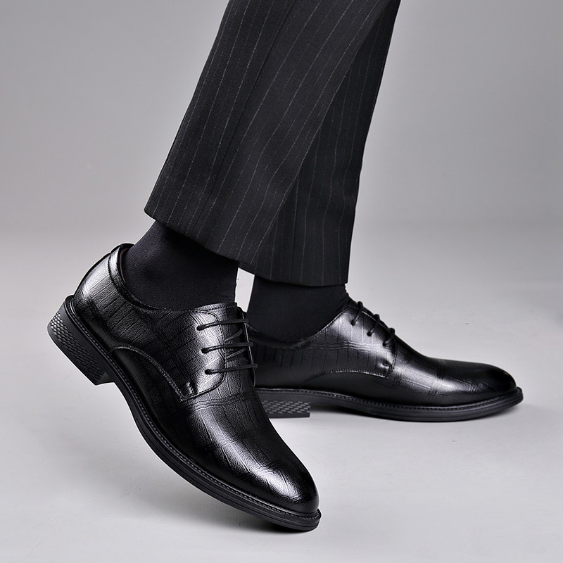 SPRING AND AUTUMN NEW BUSINESS DRESS LEATHER SHOES MENS LEATHER BREATHABLE CASUAL MENS SHOES BRITISH KOREAN VERSION POINTED TOE GROOM WEDDING SHOES
