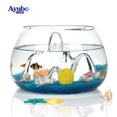 创意雪山鱼缸水族箱 生态金鱼缸玻璃鱼缸透明山水鱼缸客厅桌面小