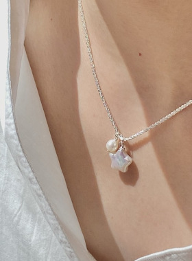 通体纯银S925波光粼粼巴洛克星星轻奢气质珍珠ins小众设计项链女