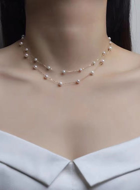 珍珠女时尚气质锁骨链2022新款