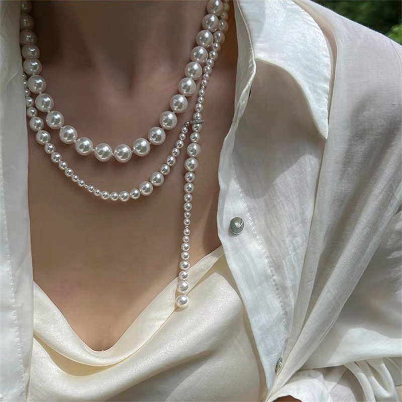 倪妮同款施家玻璃珍珠叠戴毛衣链