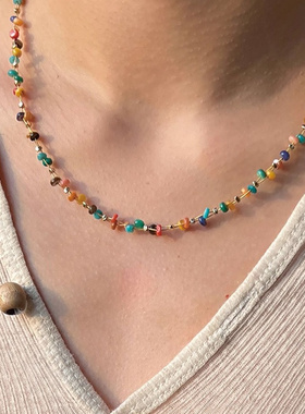 多巴胺女孩彩色糖果锁骨链小清新