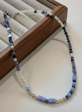 天然石淡水珍珠女高级感锁骨链