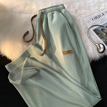 夏季男裤薄款冰丝直筒裤男夏薄款潮牌高级感阔腿裤子宽松休闲长裤