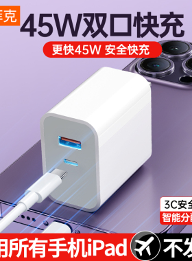 【45W双口快充】塔菲克适用iphone17充电器头16promax正品苹果15数据线typec11插头ipadair手机PD笔记本k平板