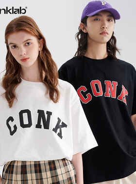CONKLAB 美式复古字母短袖男夏ins宽松休闲纯棉打底衫潮牌情侣T恤