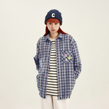 CONKLAB春秋季格子衬衫男长袖青少年宽松休闲情侣外套ins潮牌衬衣