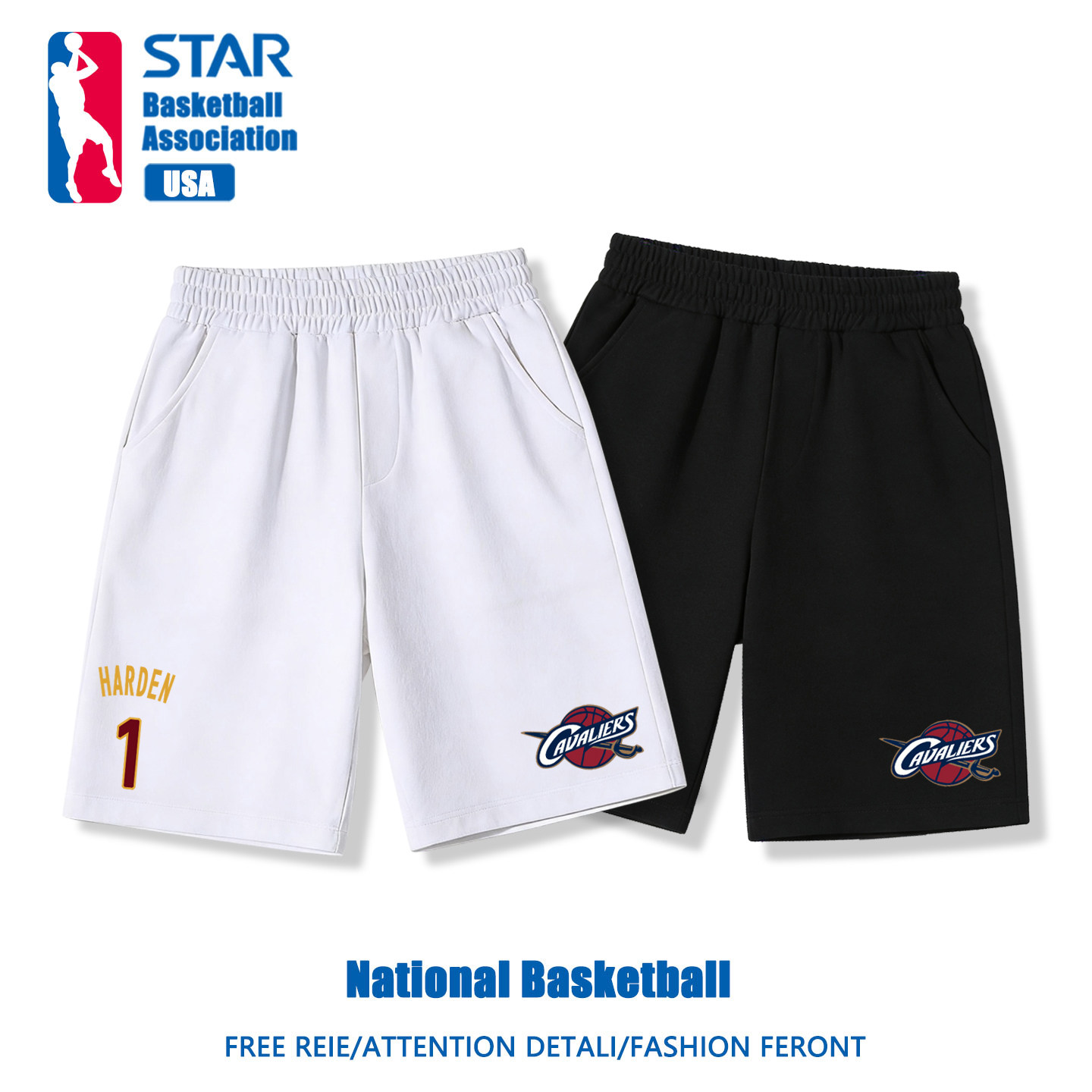 美式夏季训练球裤骑士队哈登童装运动纯棉篮球宽松儿童休闲短裤