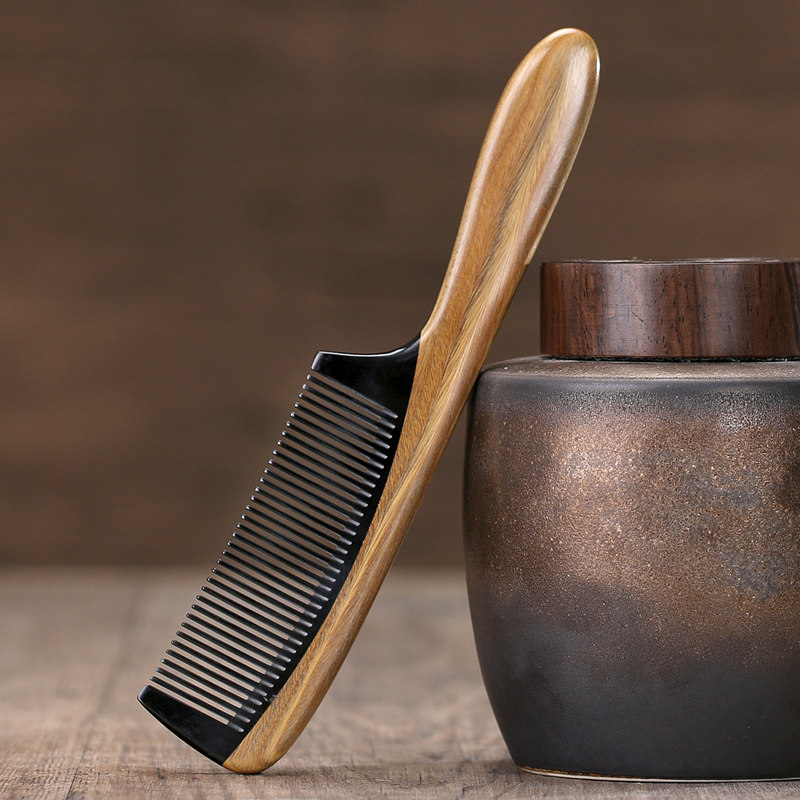 작은 미세 치아 빗 천연 녹색 백단향 빗 경적  정전기 방지 남성 및 여성 탈모 마사지 빗  빗 어린이 빗