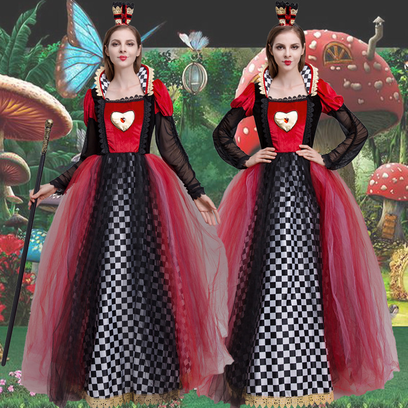 爱丽丝仙境桃心皇后cos服装复古宫廷万圣节白雪公主毒皇后角色服