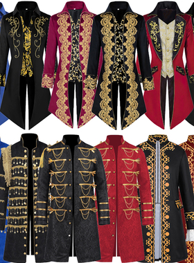 欧式欧洲宫廷贵族王子中世纪复古男士衣服礼服公爵马戏团燕尾服装