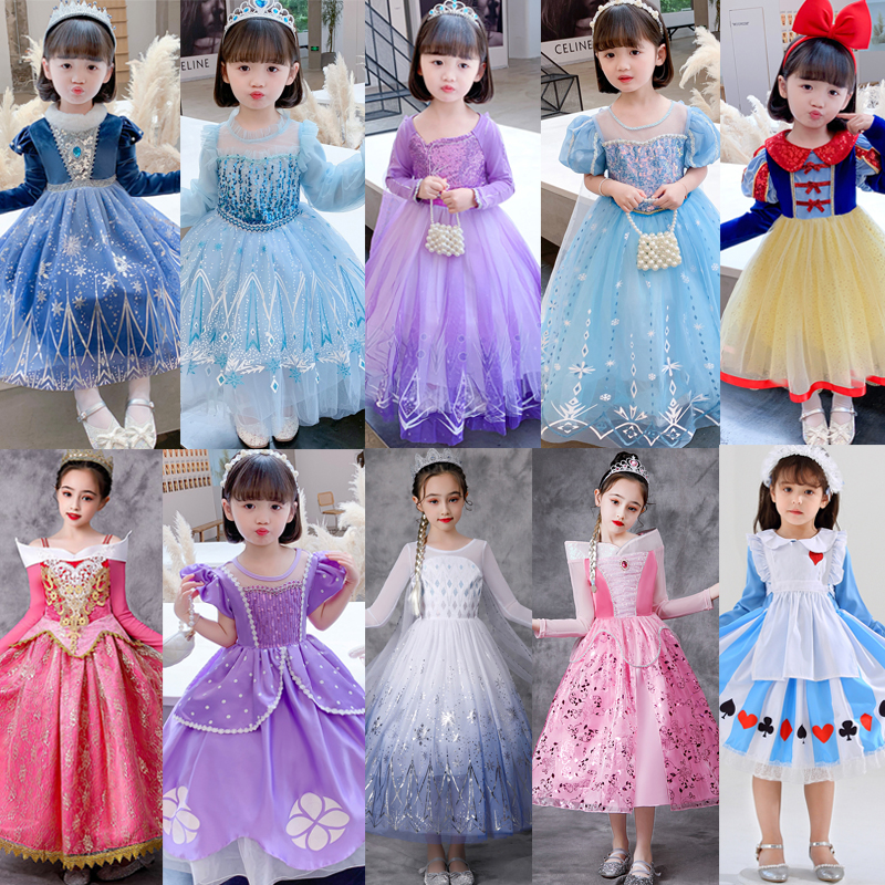 女童公主裙睡美人灰姑娘白雪长发