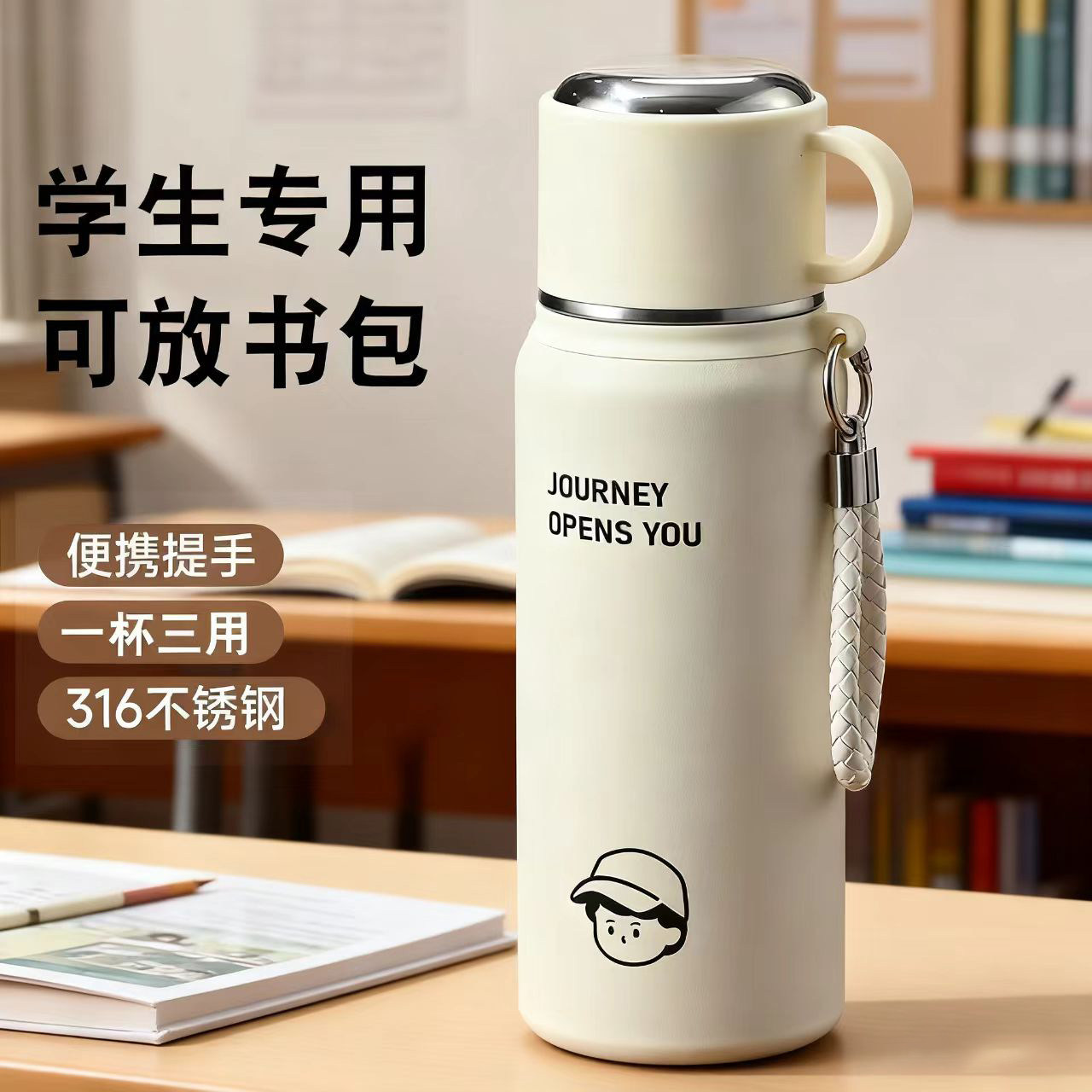 学生上学专用吸管保温杯图片
