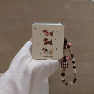 撞色三腊肠狗适用小米mix2手机壳三星Zflip7华为Pocket折叠荣耀OPPO FindN3摩托罗拉razr60新款PuraX保护套5