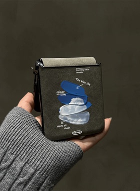 蓝色颜料适用小米mix2手机壳小折叠三星Zflip7华为Pocket3荣耀OPPO FindN3新款摩托罗拉50秋冬软PuraX保护套6