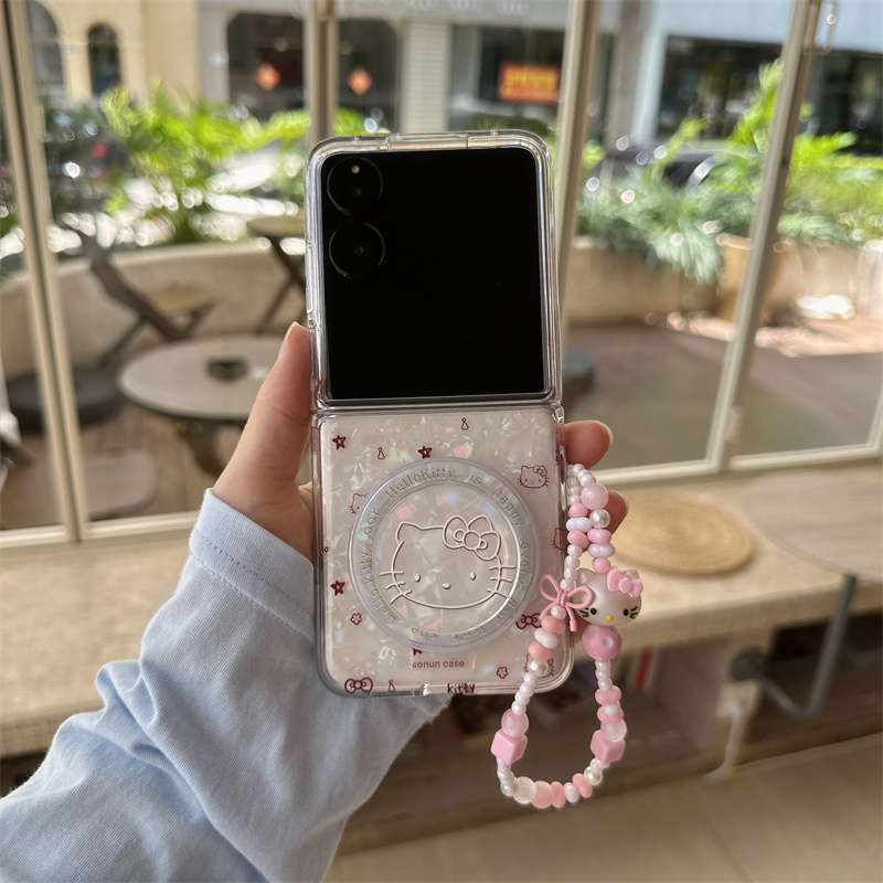 线条凯蒂磁吸支架折叠屏手机壳