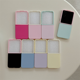 奶油风纯撞色适用小米mix2手机壳三星Zflip7华为Pocket折叠荣耀OPPO FindN3摩托罗拉razr60手链PuraX保护套5