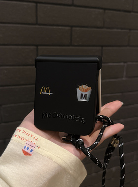 黑拼白M记适用小米mix2手机壳三星Zflip7华为Pocket折叠荣耀OPPO FindN3摩托罗拉razr60手链puraXflip保护套5