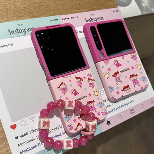 玫粉撞色妮妮适用小米mix2手机壳三星Zflip7华为Pocket折叠荣耀OPPO PuraX保护套5 FindN3摩托罗拉razr60新款