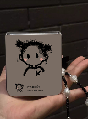 素描女孩适用小米mix2手机壳三星Zflip7华为Pocket折叠荣耀OPPO FindN3摩托罗拉razr60新款电镀PuraX保护套5