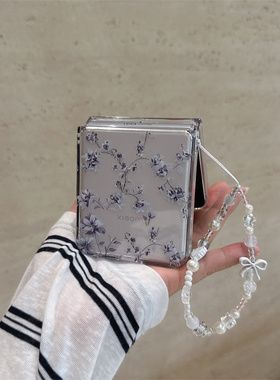 蓝色小花适用小米mix2手机壳三星Zflip7华为Pocket折叠荣耀OPPO FindN3摩托罗拉razr60新款PuraX透明保护套5