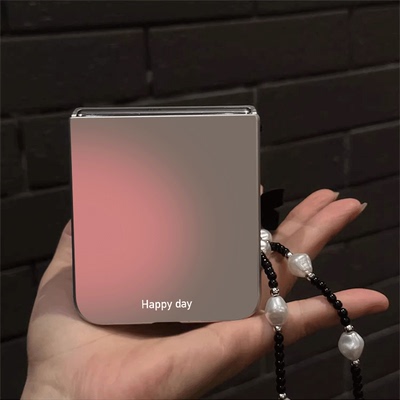 粉色晕染折叠屏电镀手机壳