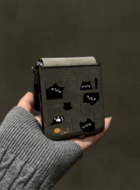 线团猫咪适用小米mix2手机壳三星Zflip7华为pocket折叠荣耀OPPO FindN3摩托罗拉razr60秋冬新款PuraX保护套5