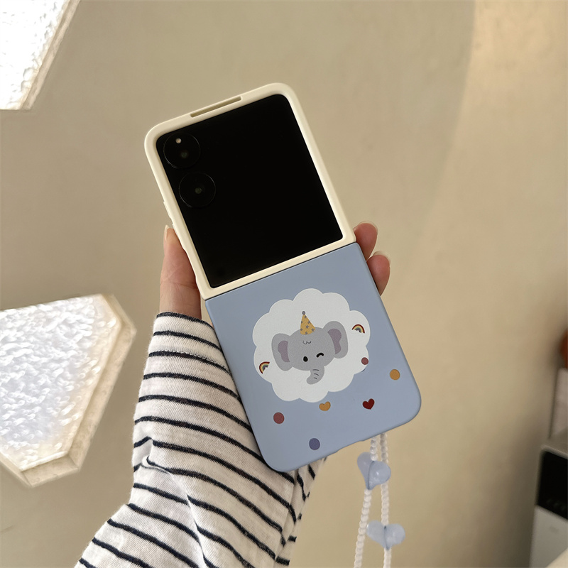 撞色波点小象撞色折叠屏手机壳