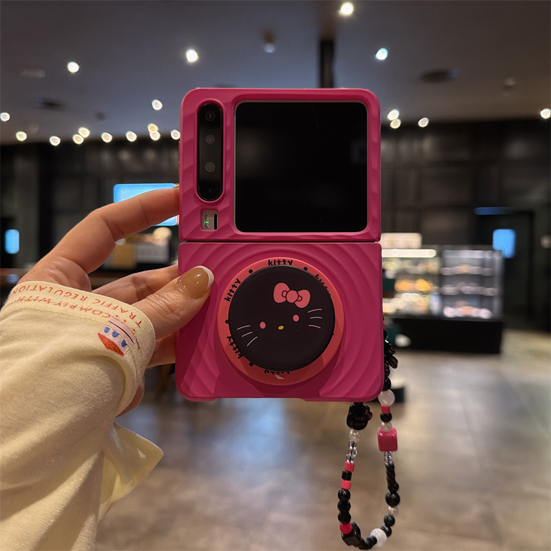 黑玫凯蒂磁吸支架折叠屏手机壳