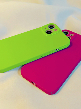 sonun 荧光粉绿纯色适用oppo Reno12Pro+手机壳F4情侣findx7菲林壳realmeV60简约A78新款K10x防摔A32保护套9