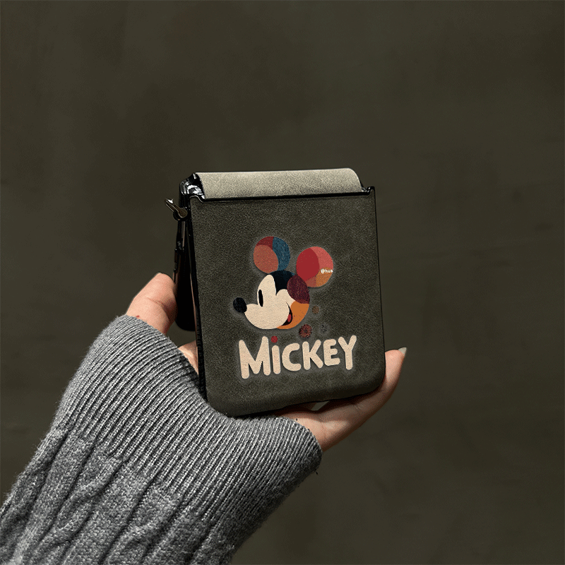 线条猫咪羊巴皮折叠屏手机壳