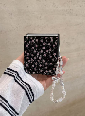 黑色满屏玫瑰适用小米mix2手机壳三星Zflip7华为Pocket折叠荣耀OPPO FindN3摩托罗拉razr60手链PuraX保护套5