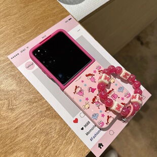 玫粉撞色妮妮適用小米mix2手機殼三星Zflip7華為Pocket折疊榮耀OPPO PuraX保護套5 FindN3摩托羅拉razr60新款