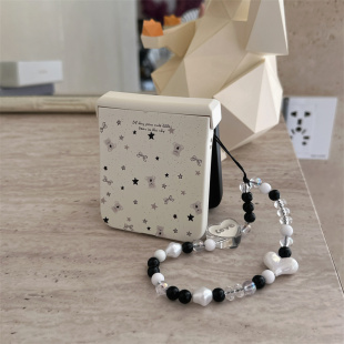 撞色黑白小熊适用小米mix2手机壳三星Zflip7华为Pocket折叠荣耀OPPO FindN3摩托罗拉razr60手链PuraX保护套5