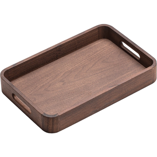 馨玉坊加厚复古胡桃木托盘日式木茶盘放茶杯餐具家用蛋糕披萨盘子