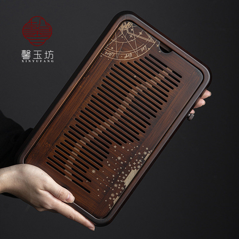 馨玉坊复古竹制茶盘简约泡茶台储水排水双用家用干泡托盘小号茶海