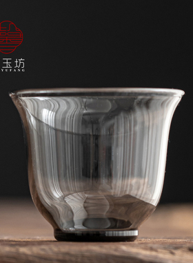 烟灰色日式玻璃茶杯主人杯手工品茗杯家用功夫茶具个人喝茶单杯子