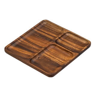 坚果小食木盘南美胡桃木整木分格果盘日式木质托盘咖啡厅甜品餐盘