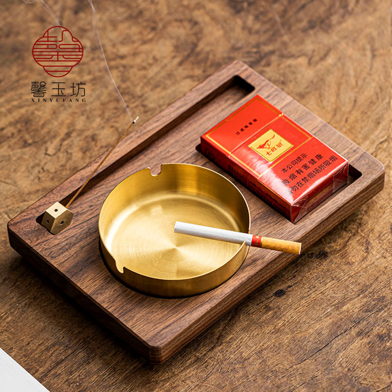 馨玉坊北美黑胡桃木烟灰缸香插款