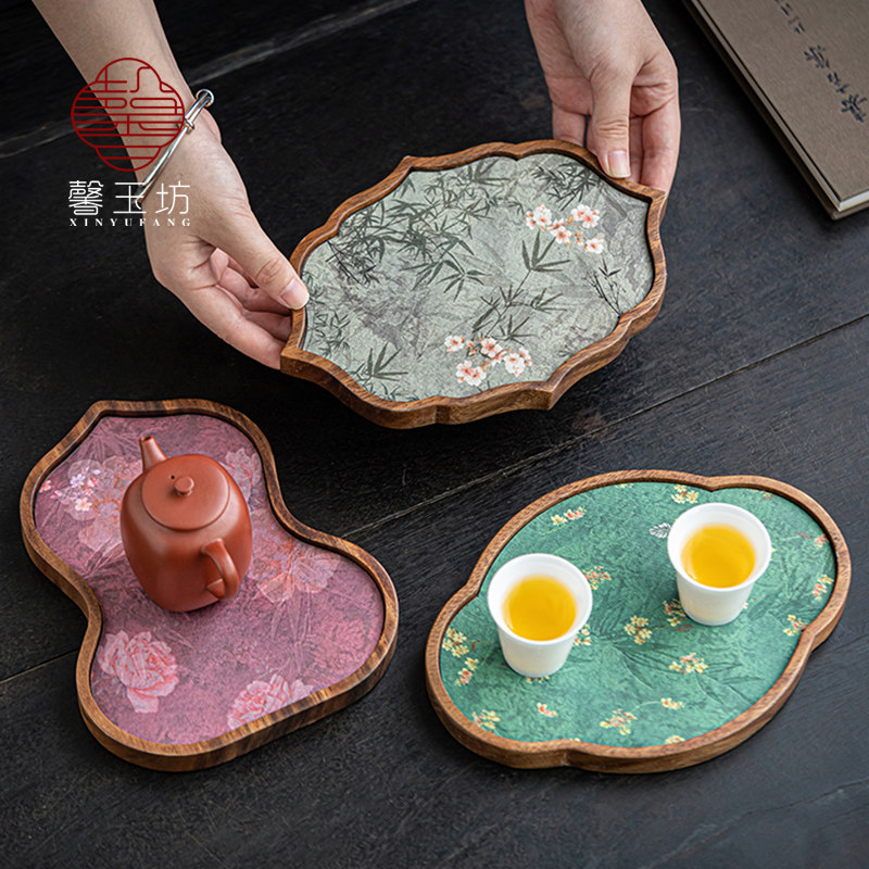 复古风胡桃木壶承实木干泡茶盘高档新中式茶台茶席防水小型茶托盘,餐饮具,茶盘,淘宝优惠券,粉丝福利购,淘宝优惠卷