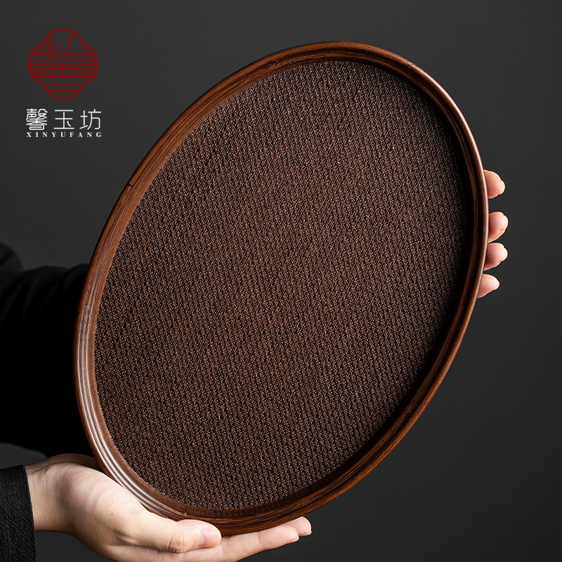 馨玉坊编织椭圆随风全竹托盘