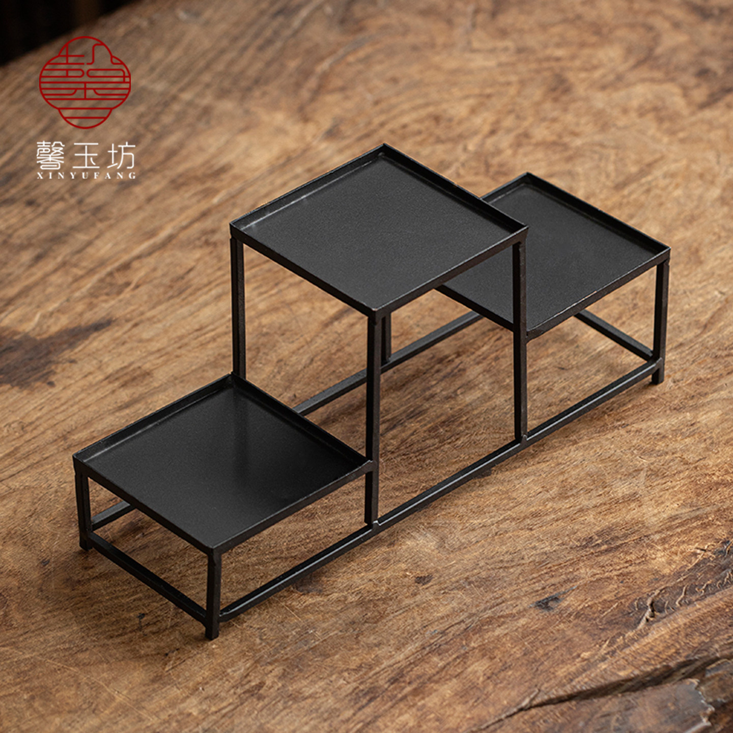 新中式铁艺小博古架茶室茶壶架子图片